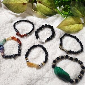 Handmade beaded bracelets with synthetic stone beads